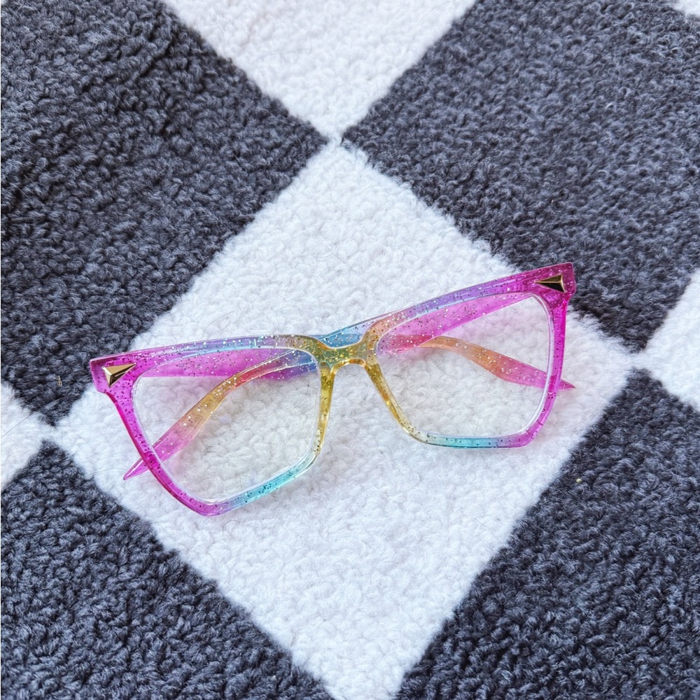 Blue Light Filtering Screen Glasses - Pastel Glitter Rainbow